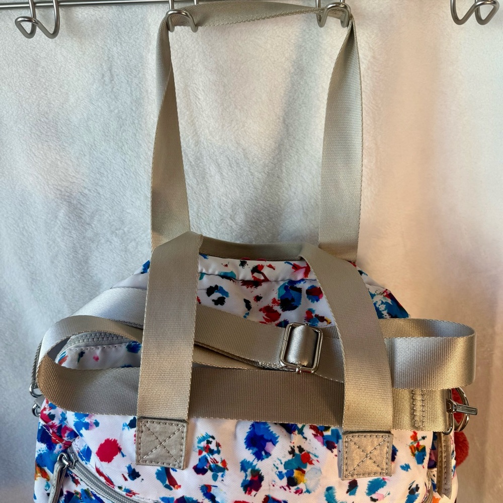 Juicy Couture Paint Splatter Nylon Satchel Shoulder Bag Crossbody Pom Pom Y2K - Picture 5 of 13